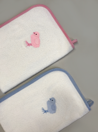1 Möve Baby Handtuch mit Küken in Pink oder Hellblau