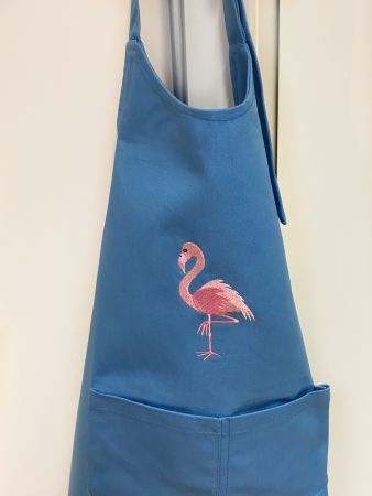 Kinderlatzschürze blau mit Flamingo
