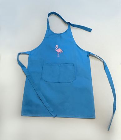 Kinderlatzschürze blau mit Flamingo