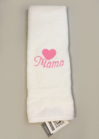Egeria Diamant - Weisses Handtuch mit Herz & Mama