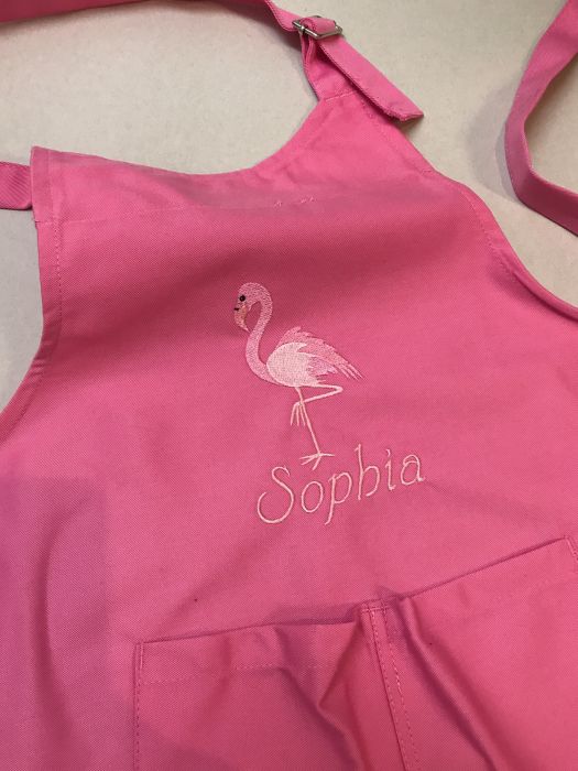 Kinderlatzschürze mit Flamingo & Namen