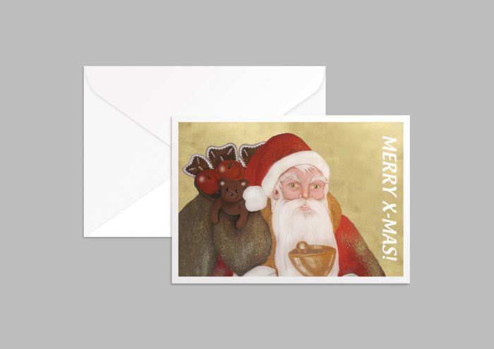Weihnachtsmann Klappkarte A5 mit Briefumschlag